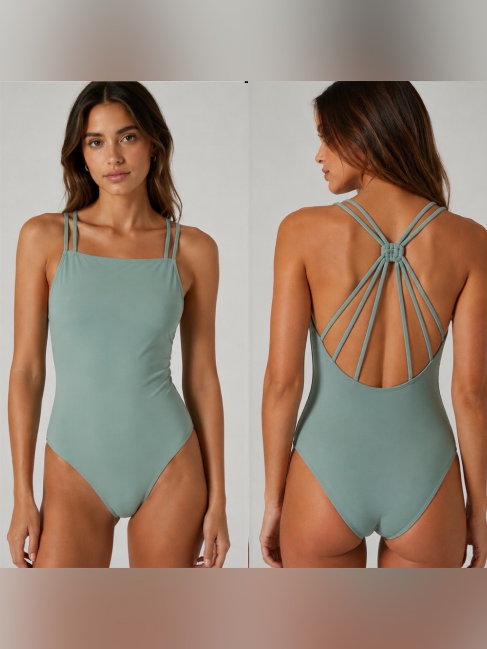 Unsubscribed Sage Green Woven Back One-Piece Swimsuit